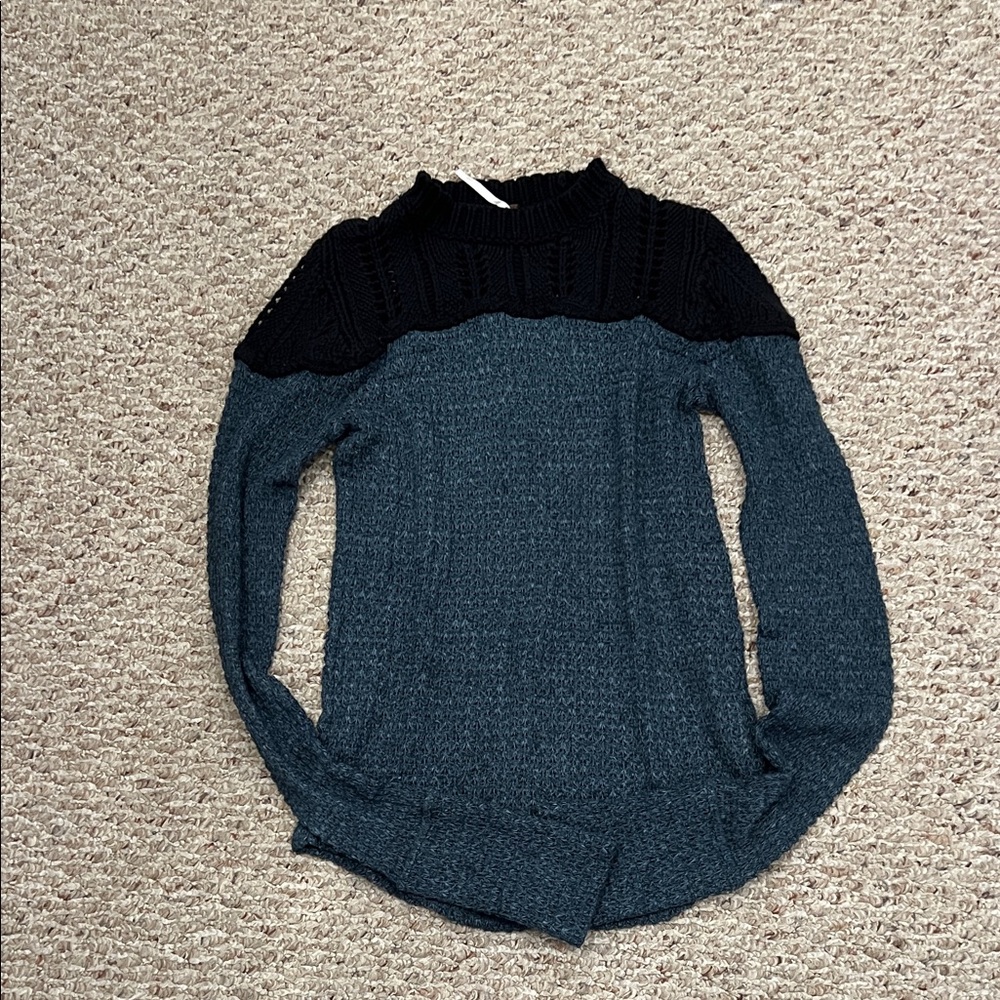 Free People Black and Gray Cowl Sweater